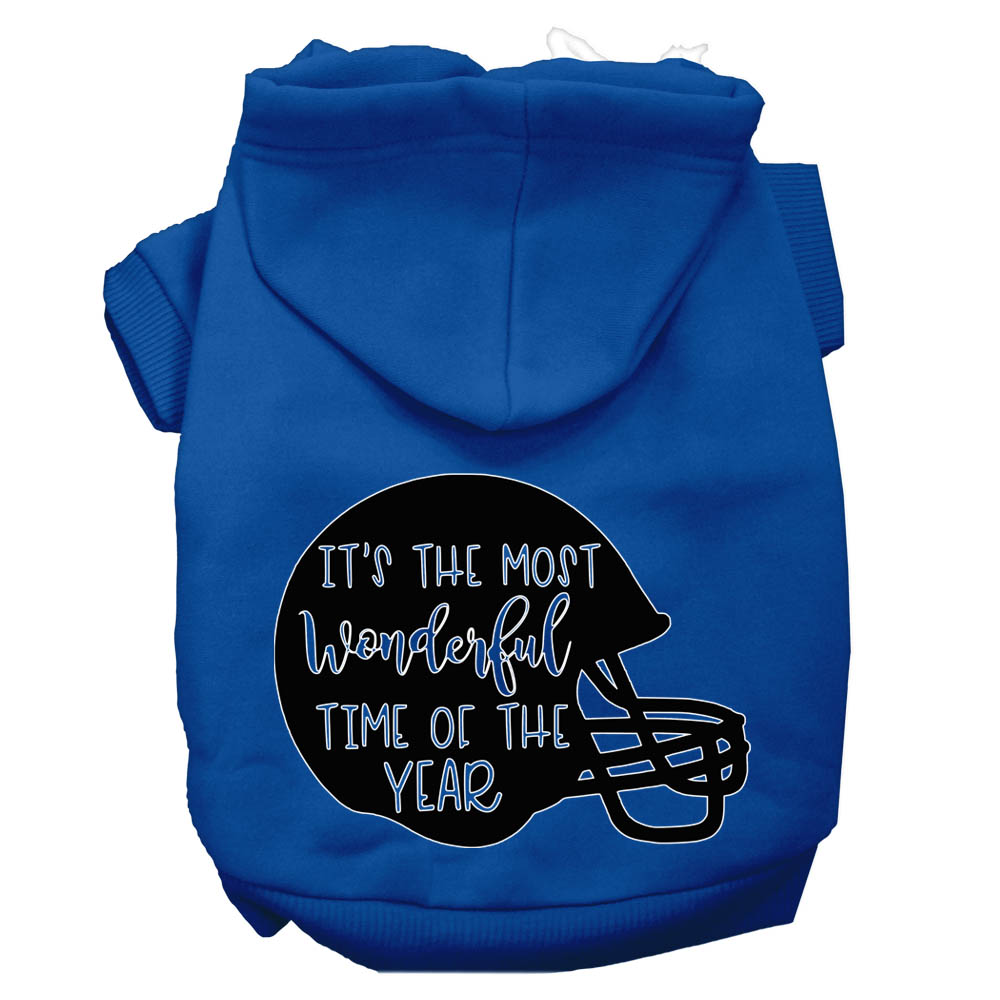 Most Wonderful Time of the Year (Football) Screen Print Dog Hoodie Blue M